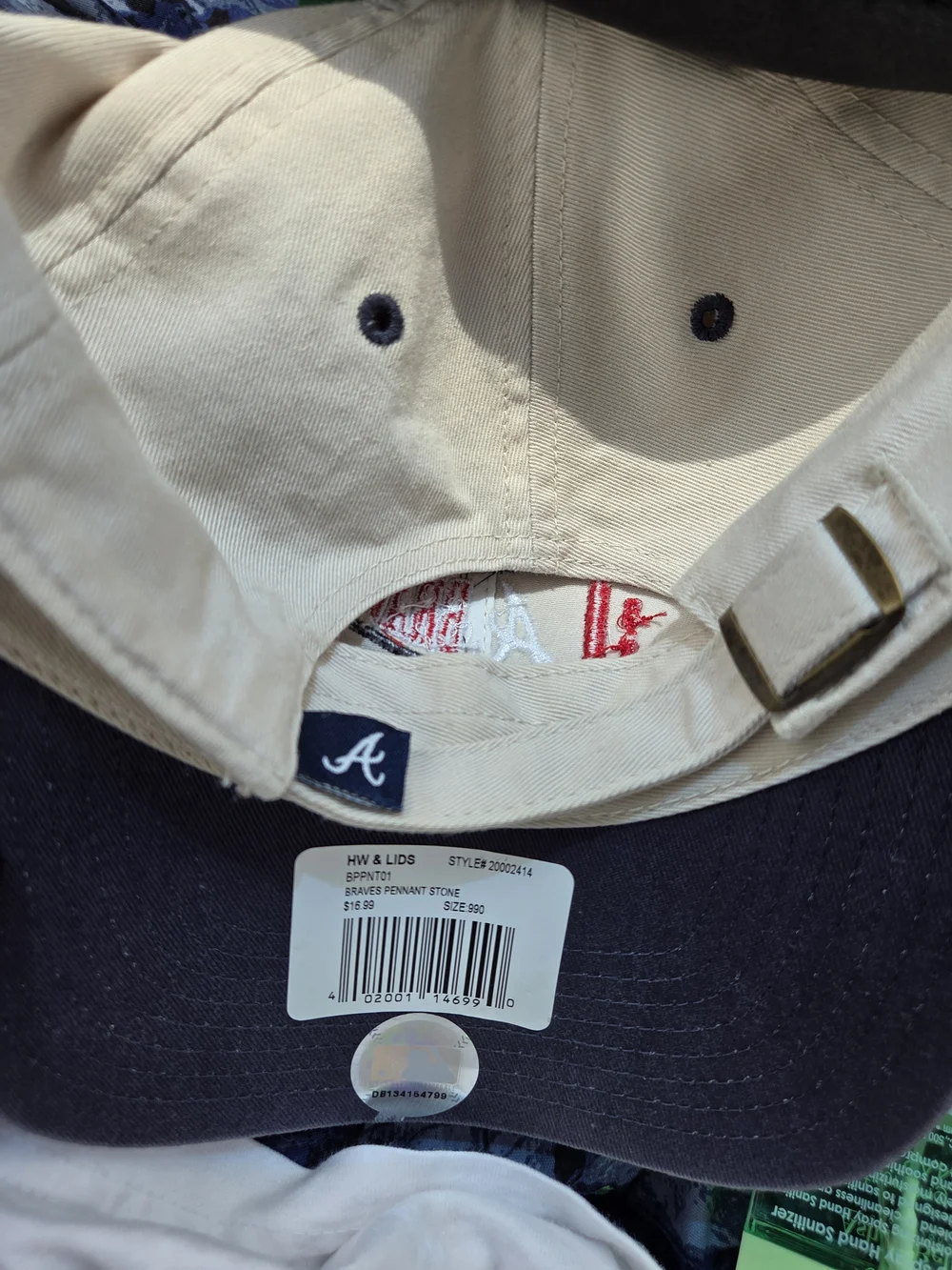 Atlanta Braves Beige Cotton Dad Hat with Embroidered Pennant - Picture 2 of 4